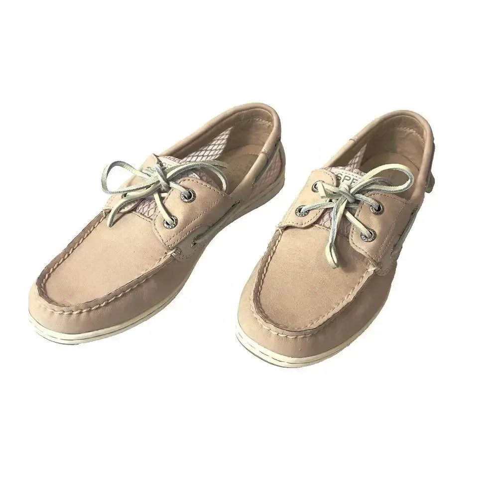 Sperry Top-Sider Baby Pink Fabric/Leather Womens Sz 6.5 M Loafer Boat Shoes Flat